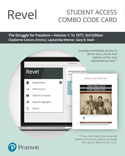 9780135193068: Struggle for Freedom, The: A History of African Americans To 1877, Volume 1 -- Revel + Print Combo Access Code