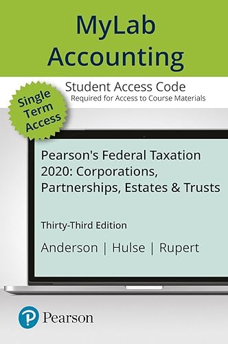 Beispielbild fr Pearson's Federal Taxation 2020 Corporations, Partnerships, Estates & Trusts [RENTAL EDITION] zum Verkauf von HPB-Red