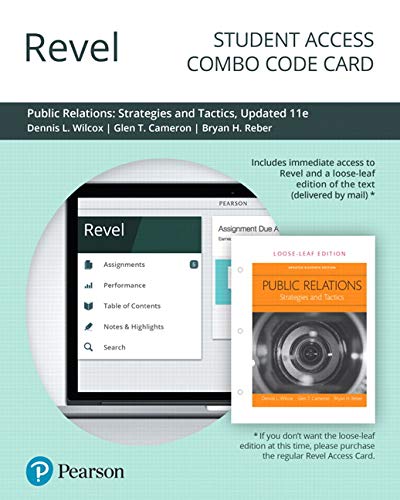 Beispielbild fr Revel for Public Relations: Strategies and Tactics, Updated Edition -- Combo Access Card zum Verkauf von Textbooks_Source