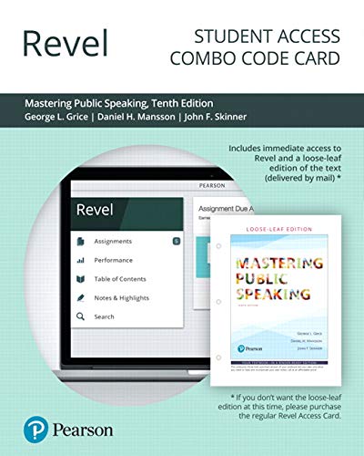 Beispielbild fr Mastering Public Speaking -- Revel + Print Combo Access Code zum Verkauf von Textbooks_Source