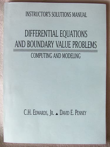 Imagen de archivo de Instructor's solutions manual for Differential equations and boundary value problems: Computing and modeling a la venta por HPB-Red