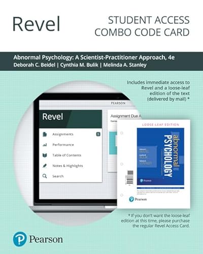 Beispielbild fr Abnormal Psychology: A Scientist-Practitioner Approach -- Revel + Print Combo Access Code zum Verkauf von A Team Books
