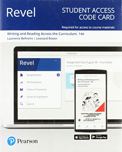 9780135238684: Writing and Reading Across the Curriculum Revel Access Code