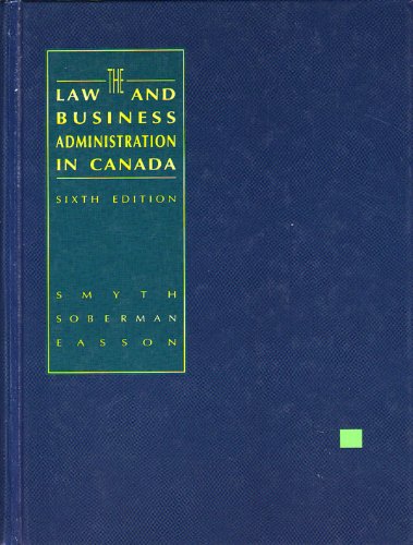 Imagen de archivo de The Law And Business Administration In Canada a la venta por Olmstead Books