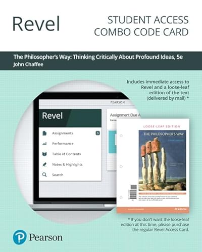 Stock image for Revel for The Philosopher's Way: Thinking Critically About Profound Ideas -- Combo Access Card for sale by Textbooks_Source