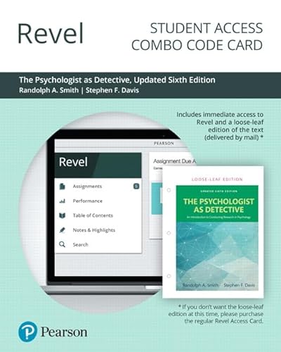 Stock image for Psychologist as Detective, The: An Introduction to Conducting Research in Psychology, Updated Edition -- Revel + Print Combo Access Code for sale by Textbooks_Source