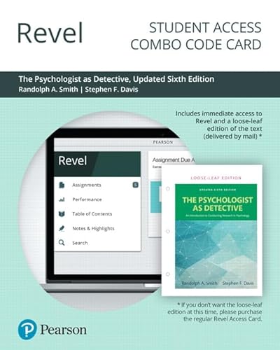 Stock image for Psychologist as Detective, The: An Introduction to Conducting Research in Psychology, Updated Edition -- Revel + Print Combo Access Code for sale by Textbooks_Source