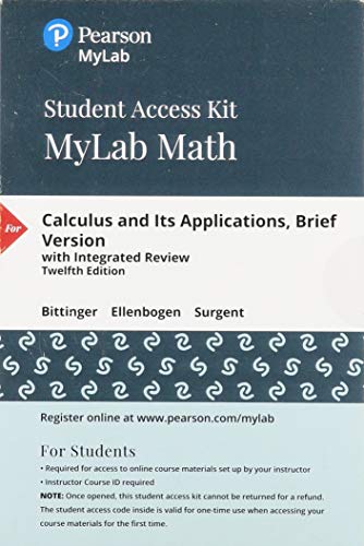 Stock image for Calculus and Its Applications, Brief Version -- MyLab Math with Pearson eText Access Code for sale by One Planet Books