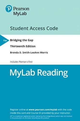 Imagen de archivo de NEW MyLab Reading with Pearson eText -- Access Card -- for Bridging the Gap: College Reading a la venta por Textbooks_Source