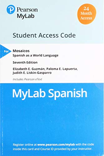 Stock image for MLM MyLab Spanish with Pearson eText for Mosaicos: Spanish as a World Language -- Access Card (Multi-Semester) (7th Edition) for sale by jasonybooks