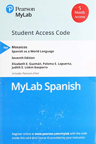 Stock image for MLM MyLab Spanish with Pearson eText for Mosaicos: Spanish as a World Language -- Access Card (Single Semester) (7th Edition) for sale by jasonybooks