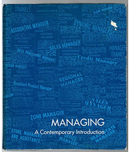 Beispielbild fr Managing: a contemporary introduction zum Verkauf von Wonder Book