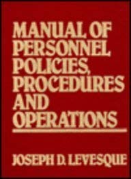 Manual of Personnel Policies, Procedures and Operations