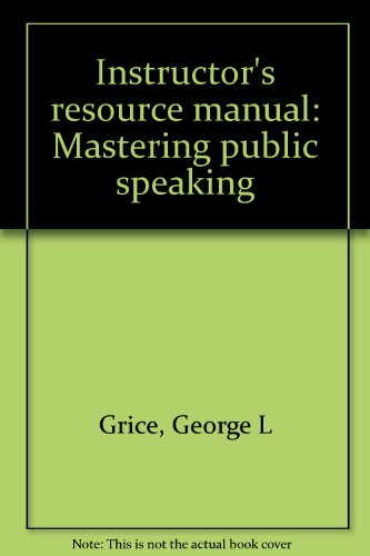 Imagen de archivo de Instructors resource manual: Mastering public speaking a la venta por Hawking Books