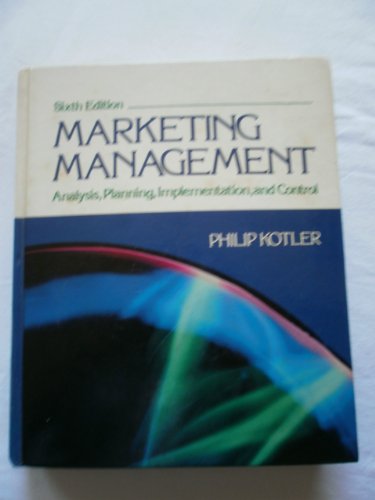 Imagen de archivo de Marketing management: Analysis, planning, implementation, and control a la venta por HPB-Red