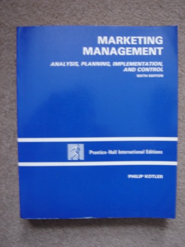 9780135562673: Marketing Management: Analysis, Planning and Control