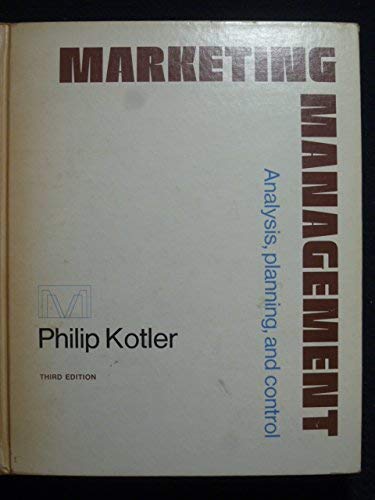 Beispielbild fr Marketing management: Analysis, planning, and control zum Verkauf von Wonder Book