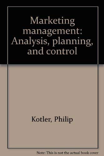 Stock image for Marketing management: Analysis, planning, and control for sale by dsmbooks