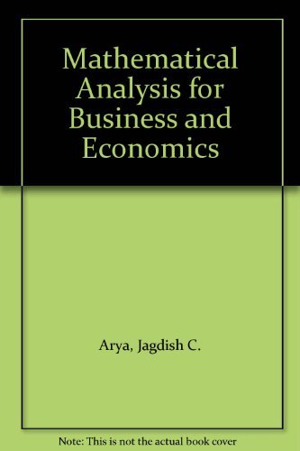 9780135610190: Mathematical Analysis for Business and Economics