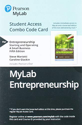 9780135637999: Entrepreneurship: Starting and Operating A Small Business -- MyLab Entrepreneurship with Pearson eText + Print Combo Access Code