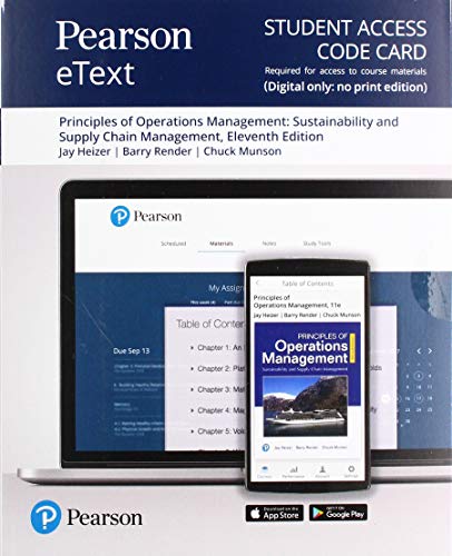 Imagen de archivo de Pearson eText for Principles of Operations Management: Sustainability and Supply Chain Management -- Access Card a la venta por Textbooks_Source