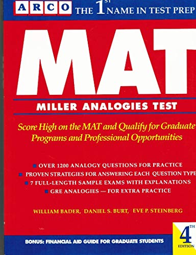 Stock image for Mat: Miller's Analogies Test (Arco Master the Miller Analogies Test) for sale by HPB-Red