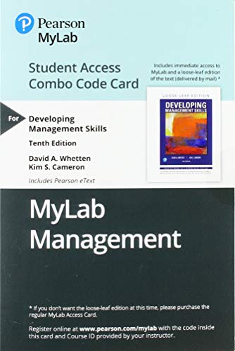 Stock image for MyLab Management with Pearson eText -- Combo Access Card -- for Developing Management Skills (10th Edition) for sale by DFTP Holdings