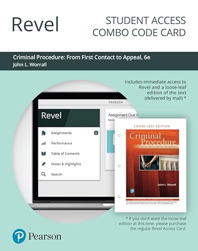 Stock image for Criminal Procedure: From First Contact to Appeal -- Revel + Print Combo Access Code for sale by Indiana Book Company