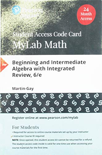 9780135834749: Mylab Math With Pearson Etext -- 24 Month Standalone Access Card -- for Beginning & Intermediate Algebra With Integrated Review