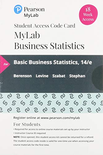 Stock image for MyLab Statistics with Pearson eText -- 18 Week Standalone Access Card -- for for Basic Business Statistics for sale by jasonybooks