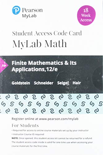 Stock image for MyLab Math with Pearson eText -- 18 Week Standalone Access Card -- for Finite Mathematics & Its Applications for sale by Textbooks_Source