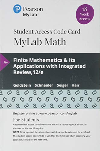 Imagen de archivo de Finite Mathematics & Its Applications with Integrated Review -- MyLab Math with Pearson eText Access Code a la venta por Bulrushed Books