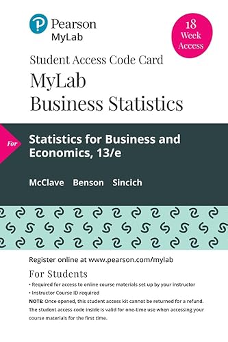 Stock image for MyLab Math with Pearson eText -- 18 Week Standalone Access Card -- for Statistics for Business and Economics for sale by Textbooks_Source