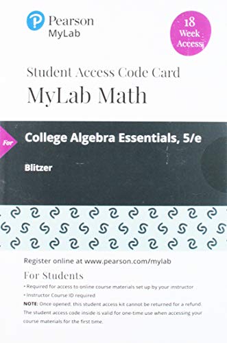 Stock image for MyLab Math with Pearson eText -- 18 Week Standalone Access Card -- for College Algebra Essentials for sale by Textbooks_Source