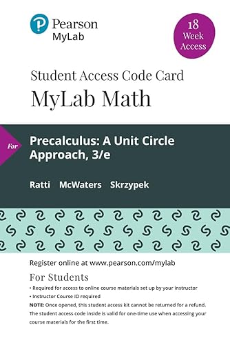 Stock image for MyLab Math with Pearson eText -- 18 Week Standalone Access Card -- for Precalculus: A Unit Circle Approach for sale by Textbooks_Source