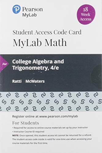 Beispielbild fr College Algebra and Trigonometry -- MyLab Math with Pearson eText Access Code zum Verkauf von Textbooks_Source