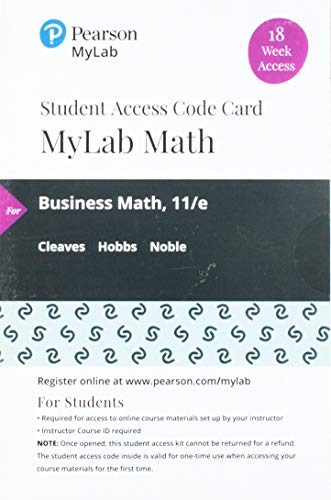 Stock image for MyLab Math with Pearson eText -- 18 Week Standalone Access Card -- for Business Math for sale by jasonybooks