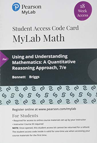 Stock image for Using & Understanding Mathematics: A Quantitative Reasoning Approach -- MyLab Math with Pearson eText Access Code for sale by A Team Books