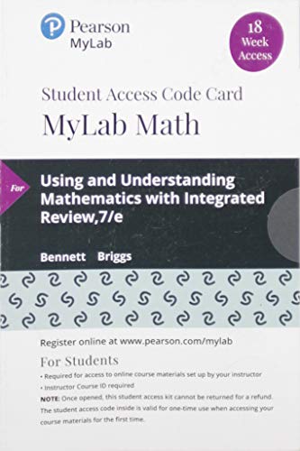 9780135903551: Mylab Math With Pearson Etext -- 18 Week Standalone Access Card -- for Using & Understanding Mathematics: A Quantitative Reasoning Approach With Integrated Review