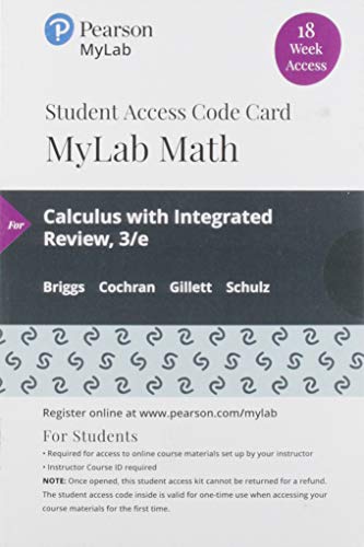 Beispielbild fr Mylab Math With Pearson Etext -- 18 Week Standalone Access Card -- for Calculus With Integrated Review zum Verkauf von Buchpark