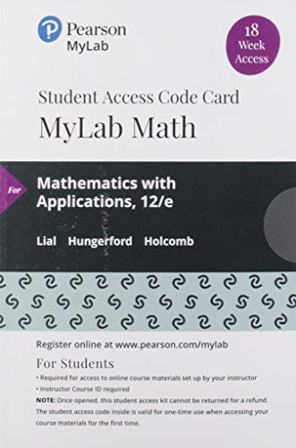 Stock image for MyLab Math with Pearson eText -- 18 Week Standalone Access Card -- for Mathematics with Applications for sale by jasonybooks