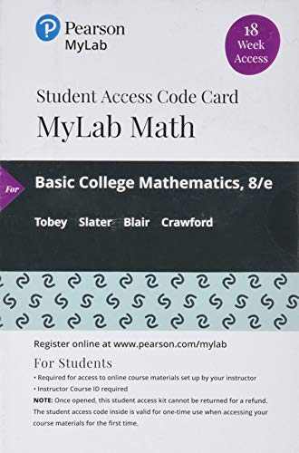 Stock image for Mylab Math with Pearson Etext -- 18 Week Standalone Access Card -- For Basic College Mathematics for sale by Revaluation Books