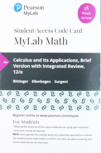 Beispielbild fr Calculus and Its Applications, Brief Version -- MyLab Math with Pearson eText Access Code zum Verkauf von BooksRun