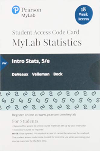 Stock image for MyLab Statistics with Pearson eText -- 18 Week Standalone Access Card -- for Intro Stats for sale by jasonybooks