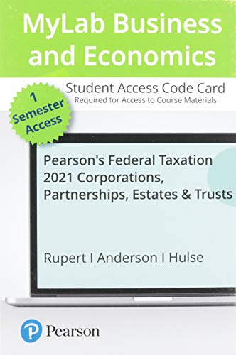 Stock image for Pearson's Federal Taxation 2021 Mylab Accounting With Pearson Etext Access Card: Corporations, Partnerships, Estates & Trusts for sale by Revaluation Books
