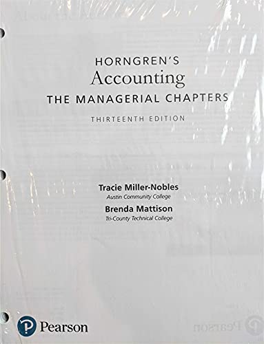 Beispielbild fr Horngren's Accounting, The Managerial Chapters -- Print Offer [Loose-Leaf] zum Verkauf von BooksRun