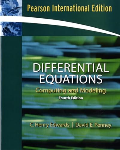 Stock image for Differential Equations Computing and Modeling, 4Th Edition for sale by David's Books