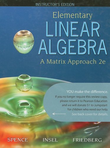 Beispielbild fr Elementary Linear Algebra: A Matrix Approach; Instructor's Edition zum Verkauf von HPB-Red