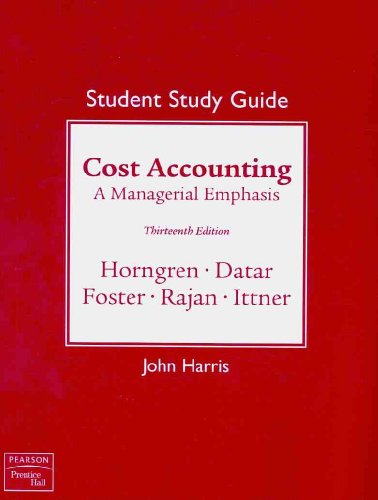 Imagen de archivo de Cost Accounting: Student Practice and Solutions Guide a la venta por Jenson Books Inc