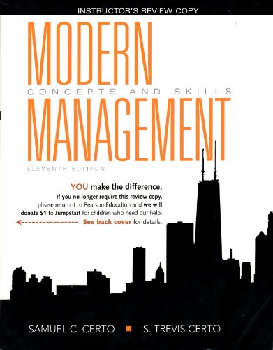 Beispielbild fr MODERN MANAGEMENT CONCEPTS AND SKILLS: INSTRUCTOR'S REVIEW COPY zum Verkauf von MusicMagpie